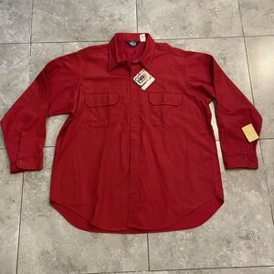 Woolrich Chamois Flannel Shirt VINTAGE 80s NWT NOS Red Men’s XXL USA Made Cotton